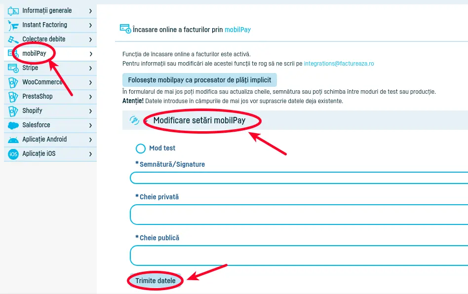 Integrarea cu Mobilpay - pasul 3